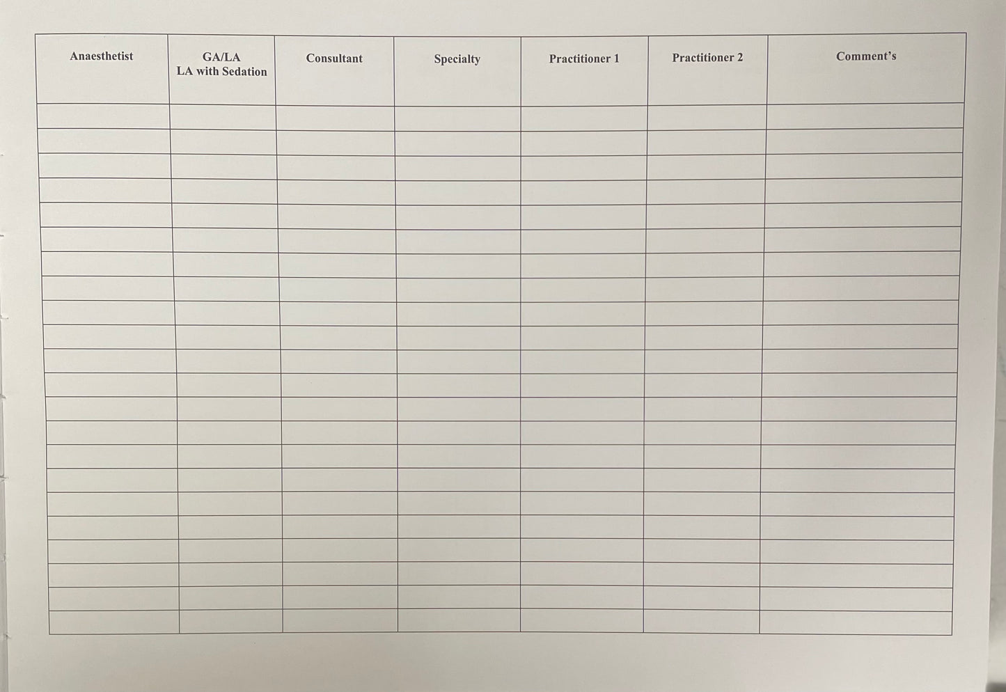 Operating Theatre Register