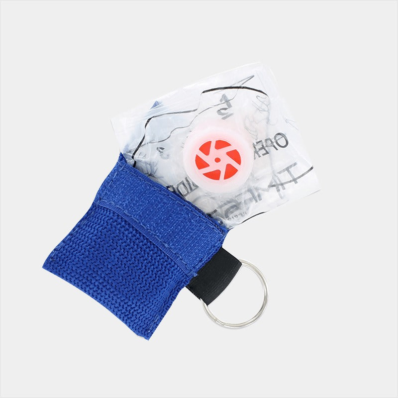 Faceshield With Valve In Keyring Pouch (Blue)