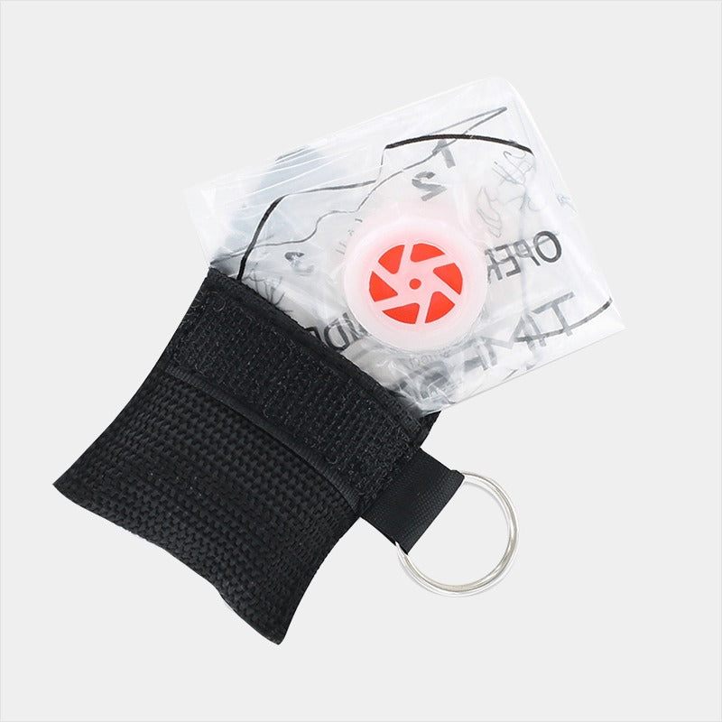 Faceshield With Valve In Keyring Pouch (Black)