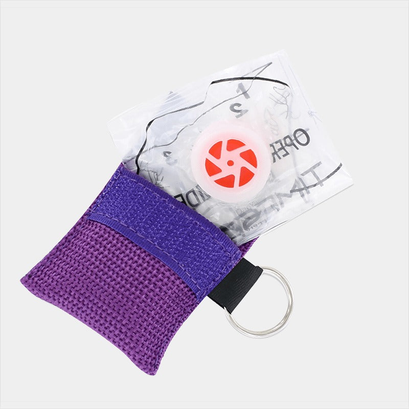 Faceshield With Valve In Keyring Pouch (Purple)