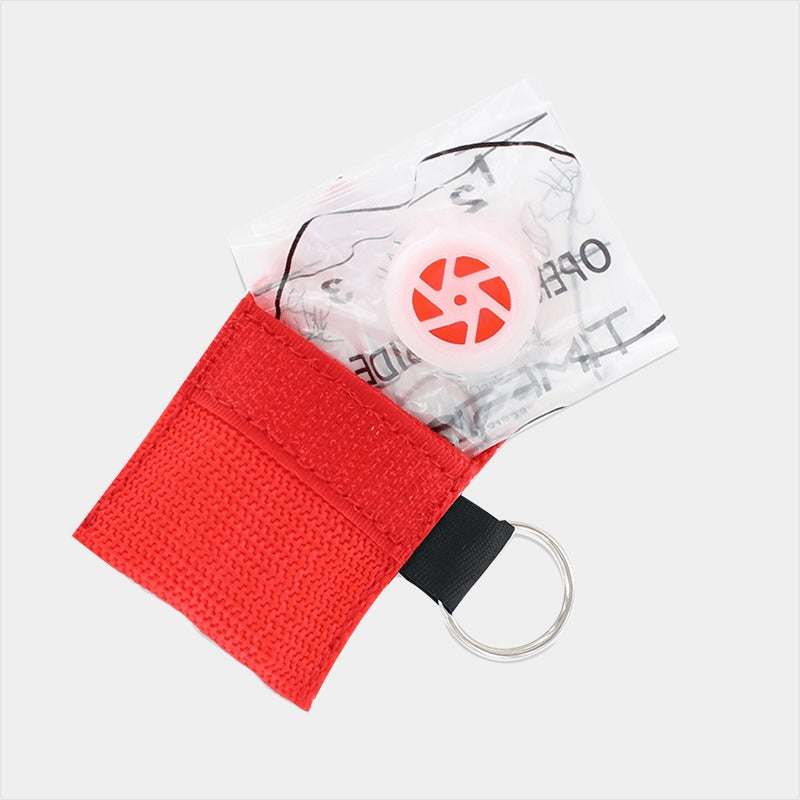 Faceshield With Valve In Keyring Pouch (Red)