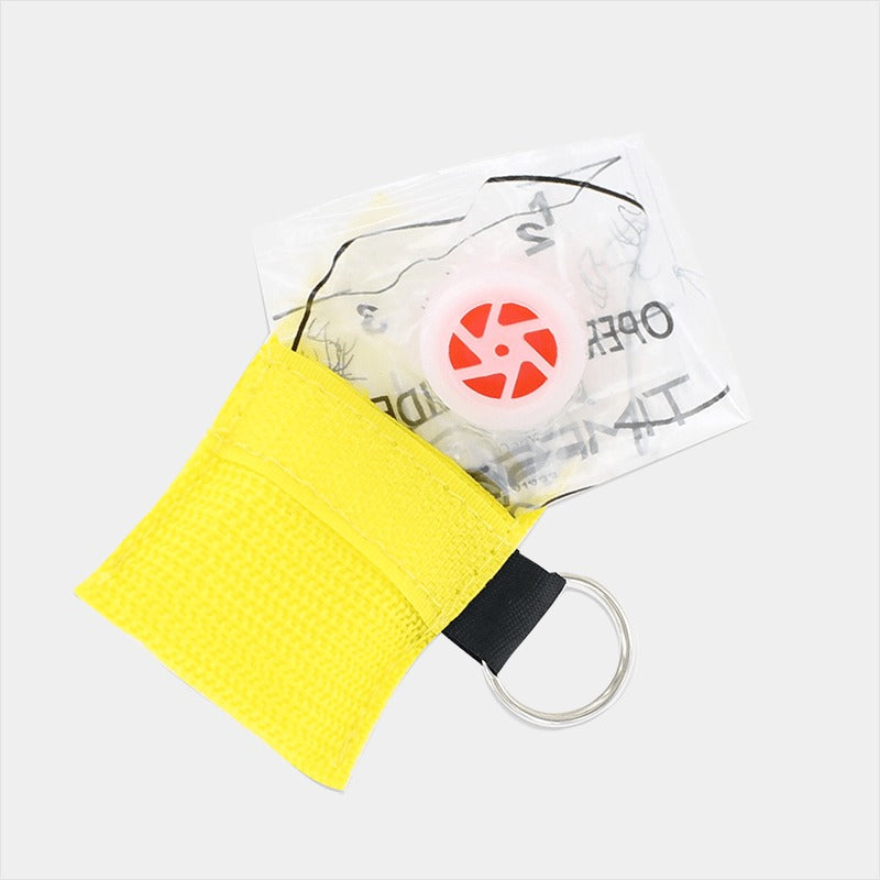 Faceshield With Valve In Keyring Pouch (Yellow)