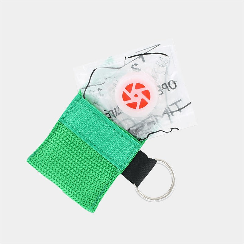 Faceshield With Valve In Keyring Pouch (Green)