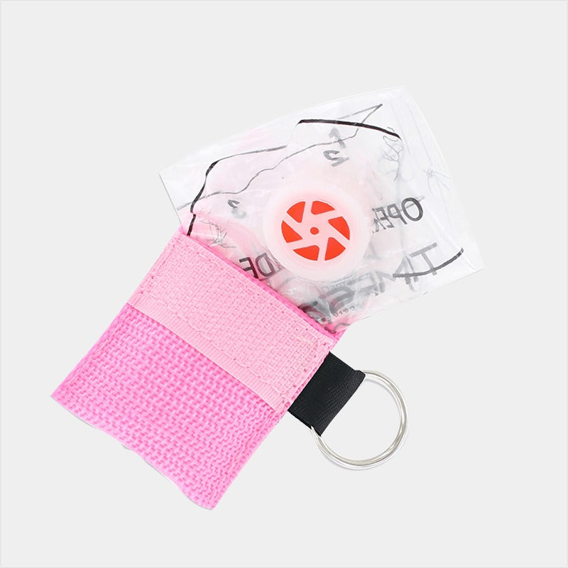 Faceshield With Valve In Keyring Pouch (Pink)