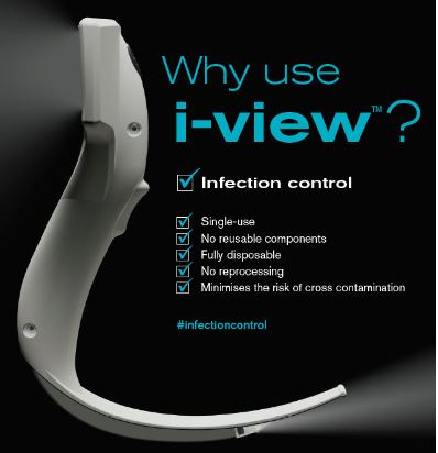 I-View Lightweight Video Laryngoscope, LCD Screen, Portable Disposable, New Sealed Pack, Low Cost.