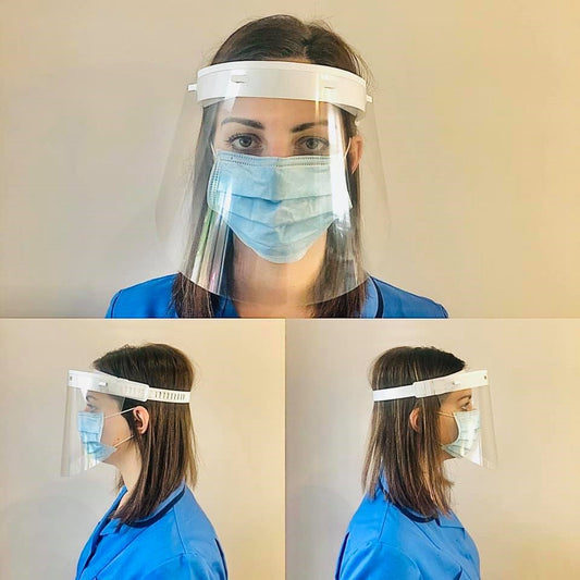Stay Safe Personal Individual PPE Pack kit consists of face splash shield visor, ear loop 3 ply face mask, anti microbial gloves, white aprons x 2 of everything included, next working day delivery