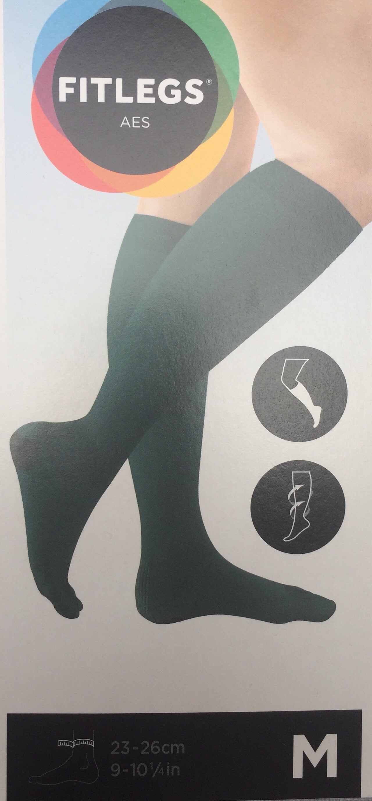DVT Deep Vein Thrombosis stockings or flight socks, quality medical grade G N brand AES Fit legs , Therapy Compression Garments Anti Embolism Stockings, Calf Blood Clot Prevention, below knee length, medium size, open toe, 1 pair in sealed pack - Medistock Medical Supplies