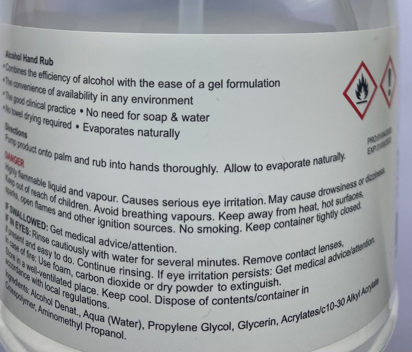 Hand Sanitiser 500ml x FIVE PACK Alcohol 70% Gel Fast Acting Bottle with Pump