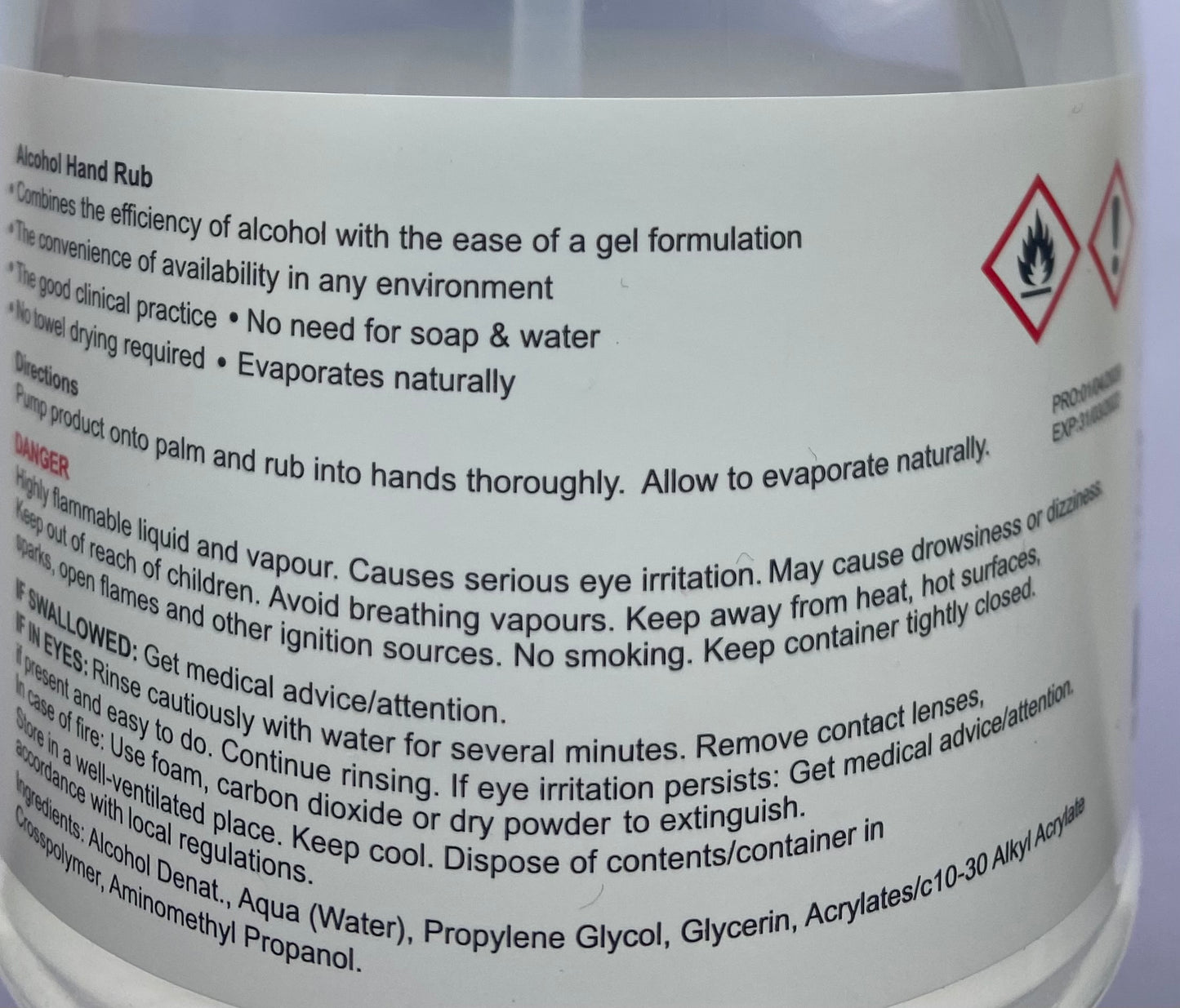 Hand Sanitiser Alcohol 70% Fast Acting Gel 500ml Each