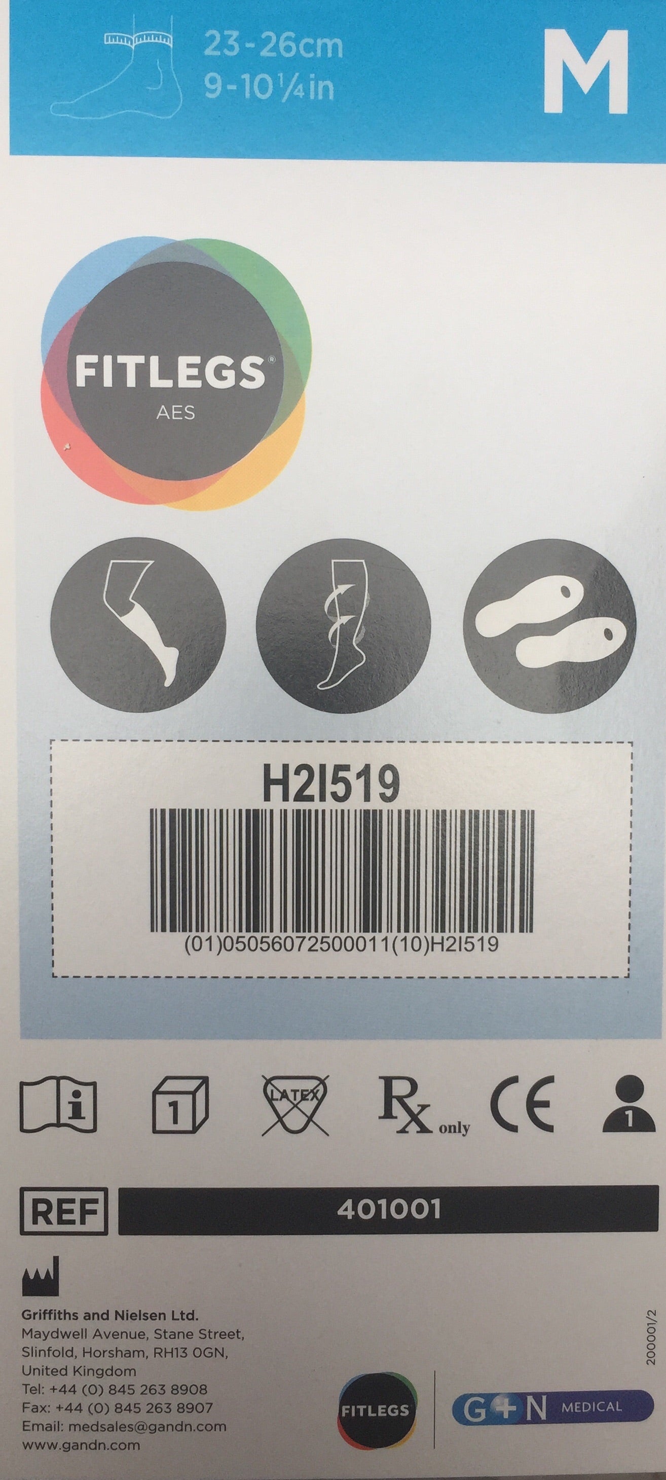 DVT Deep Vein Thrombosis stockings or flight socks, quality medical grade G N brand AES Fit legs , Therapy Compression Garments Anti Embolism Stockings, Calf Blood Clot Prevention, below knee length, medium size, open toe, 1 pair in sealed pack - Medistock Medical Supplies