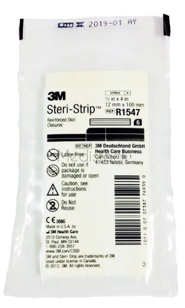 Steri Strip 12MM (1/2 inch) x 100mm Wound Closure, R1547 6 per env pack, 50 Box-Medistock Medical Supplies