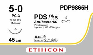 Suture PDS® Plus - 5-0 - PC-3 - 13 mm, 3/8 circle cutting needle Box of 36