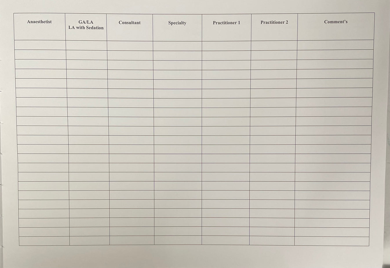 Operating Theatre Register