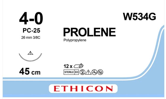 Prolene 4/0 W534G Clear 26mm Conventional Cutting Box of 12