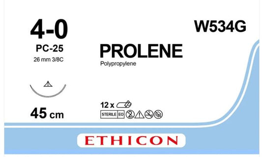 Prolene 4/0 W534G Clear 26mm Conventional Cutting Box of 12