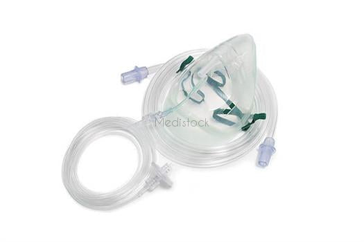 CO2 ETCO2 Capnography Face Mask Kit, Adult, with monitoring line oxygen tubing 2.1 metre and filter, box of 30-Medistock Medical Supplies