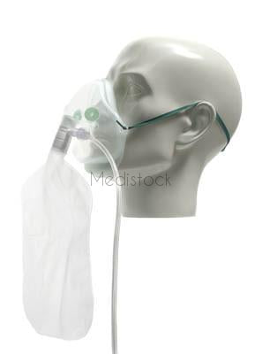 Non Rebreathe 100% Oxygen Adult Mask Ecolite, high concentration with tubing, each-Medistock Medical Supplies