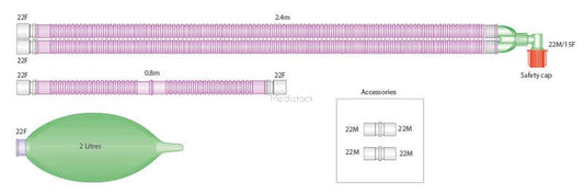 Breathing system Circle 1.6m - Limb & Bag Silver Knight Anti Microbial box 15-Medistock Medical Supplies