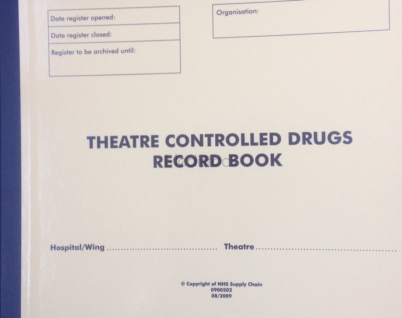 Operating Theatre Controlled Drugs Book, hard cover 150 pages, complies with new requirements of 3 signatures etc-Medistock Medical Supplies