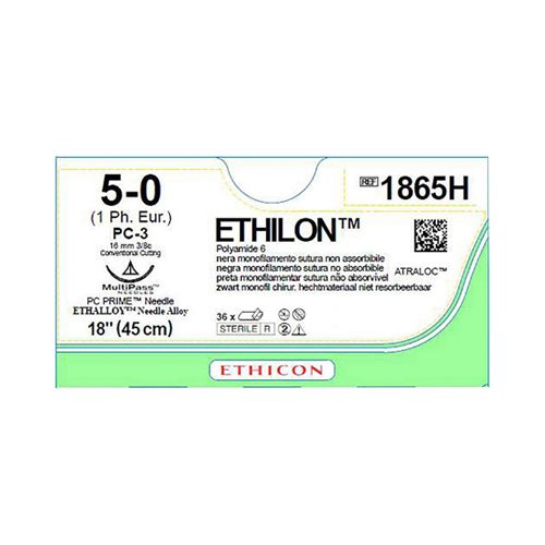 Ethilon W1865H 5-0 Black 45cm 13mm R/C Prime Box of 36