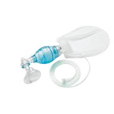 BVM Bag Valve Mask Resuscitation Kit, paediatric size, with Small Mask, Each, 550ml bag with pressure relief valve and handle - Medistock Medical Supplies