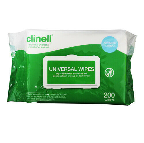 Clinell BULK BUY PACK OF SIX x 200 Wipes Cleaning Wipes Packs, renowned gold standard brand