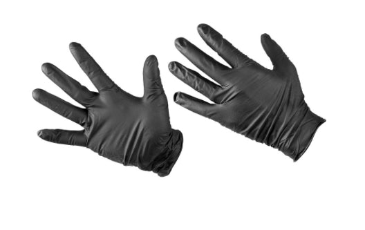 Black Quality Nitrile Gloves, Tattooist, Body Piercing Mechanic Applications , Size medium Box 100, Latex and Powder Free, CE 0598