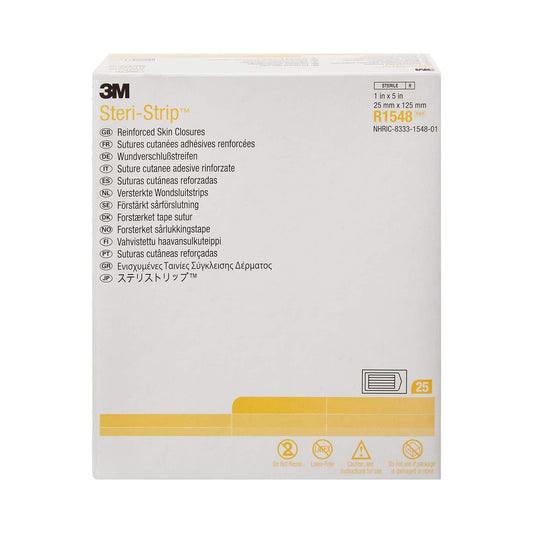 3M Brand Steri Strips 25 x 125mm Yellow Code 1548 Wound Closure box of 25