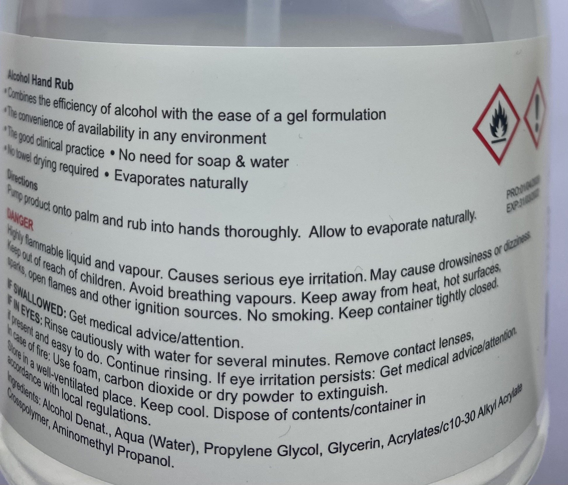 Hand Sanitiser 500ml x FIVE PACK Alcohol 70% Gel Fast Acting Bottle wi