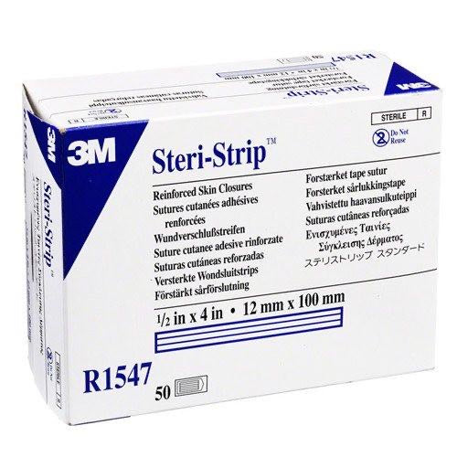 3M Steri Strip Brand 12 x 100mm (Blue) Code 1547 Wound Closure  6pk box 50