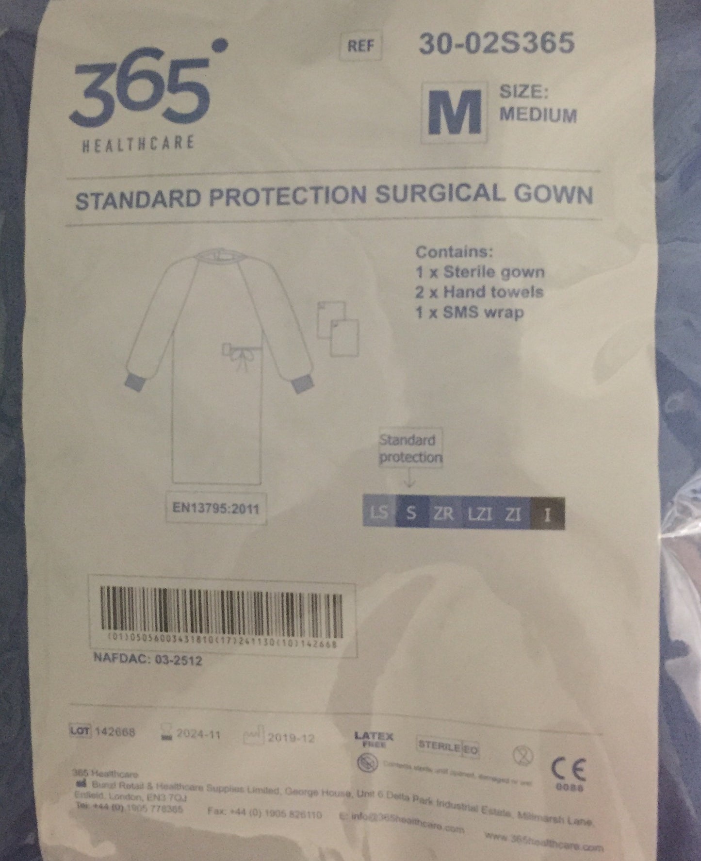 Protective Gown Surgical Surgeons and Surgery Gowns,  sterile, medium size, renowned 365 quality brand used throughout nhs, sealed pack 1 gown each
