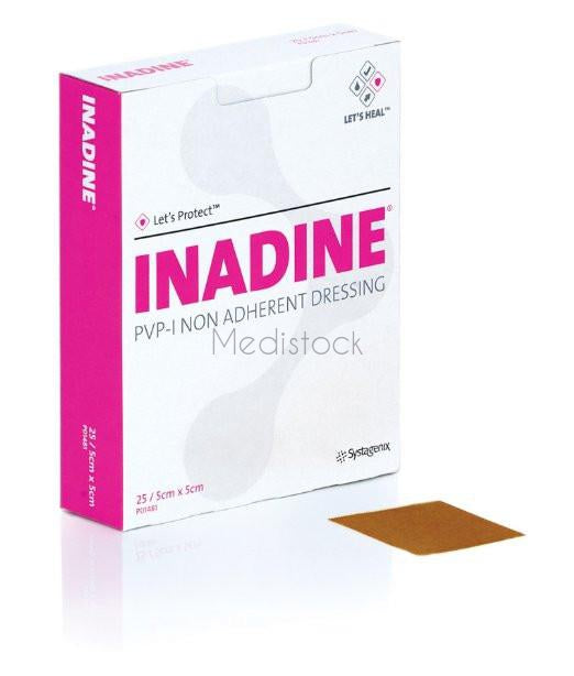 INADINE® PVP-I Non-Adherent Dressing, 5 x 5cm. 25 Pack-Medistock Medical Supplies