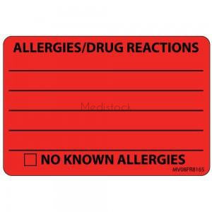 Drug Allergy Label, Red, 500 Box-Medistock Medical Supplies