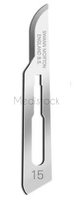 Scalpel Blades, No. 15, Swann Morton, 100 Box-Medistock Medical Supplies