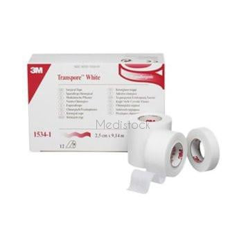 Transpore tape 3M brand 2.5cm wide x 9.1m long, 12 box-Medistock Medical Supplies